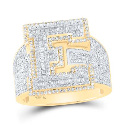 1 5/8Ctw-Dia P1 Initial "E" Men's Ring (11.15 grams)
