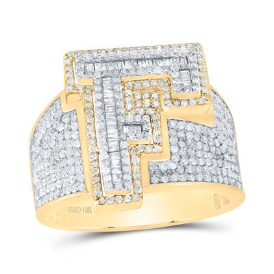 1 5/8Ctw-Dia P1 Initial "F" Men's Ring (9.75 grams)
