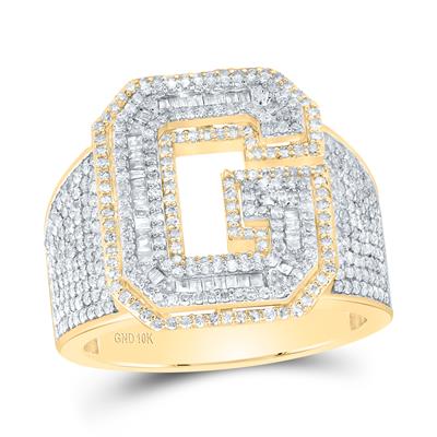 1 1/2Ctw-Dia P1 Initial "G" Men's Ring (10.49 grams)
