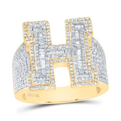 1 1/2Ctw-Dia P1 Initial "H" Men's Ring (10.52 grams)