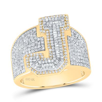1 1/2Ctw-Diamond Initial "J" Men's Ring (10.96 grams)