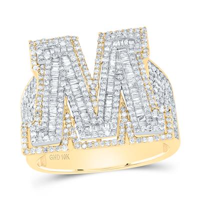 1 1/2Ctw-Dia P1 Initial "M" Men's Ring (12.25 grams)