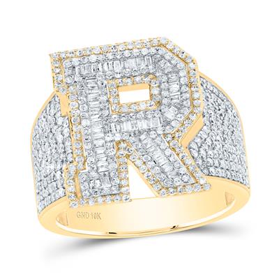 1 5/8Ctw-Dia P1 Initial "R" Men's Ring (10.85 grams)