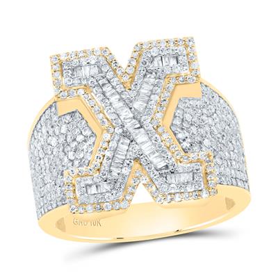 1 1/2Ctw-Dia P1 Initial "X" Men's Ring (10.48 grams)