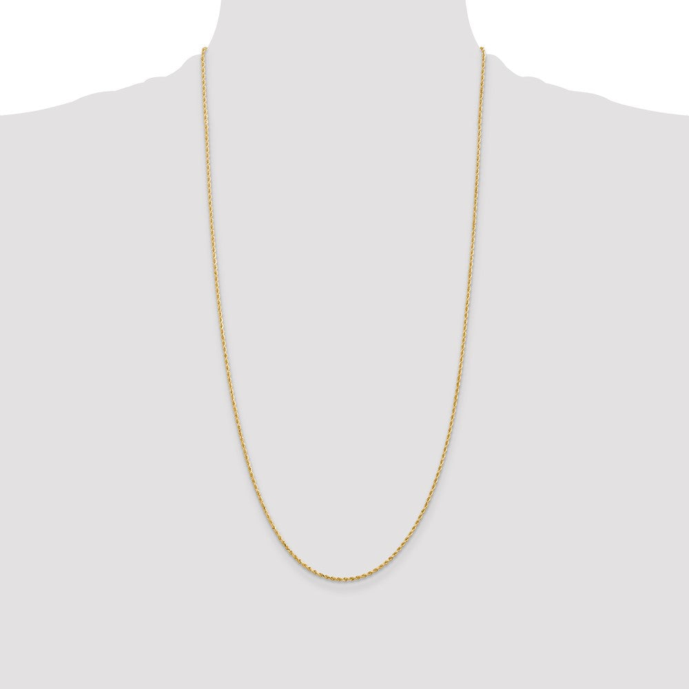 14k Yellow Gold 1.5 mm Diamond-cut Rope with Lobster Clasp Chain