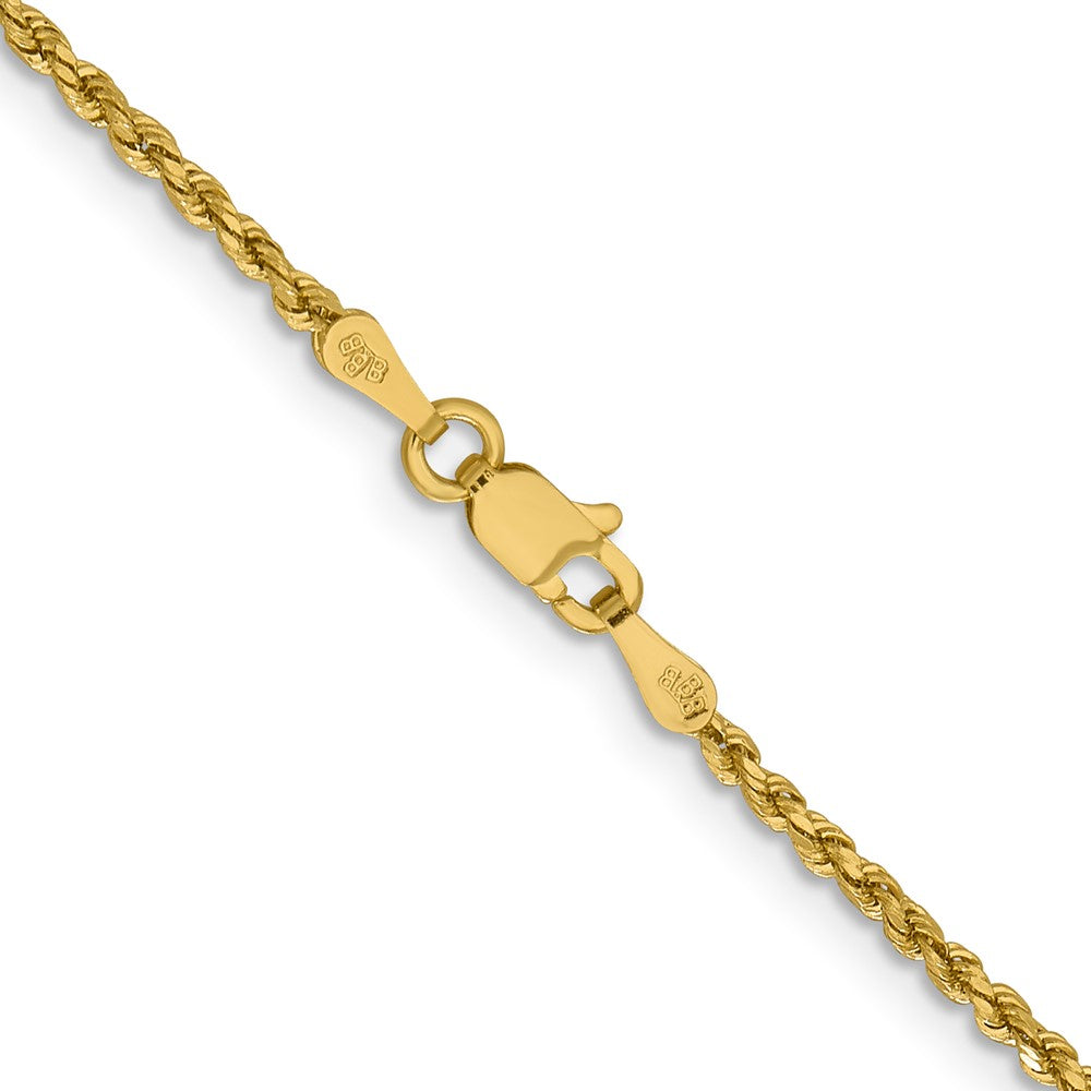 14k Yellow Gold 1.8 mm Lightweight D/C Rope with Lobster Clasp Chain