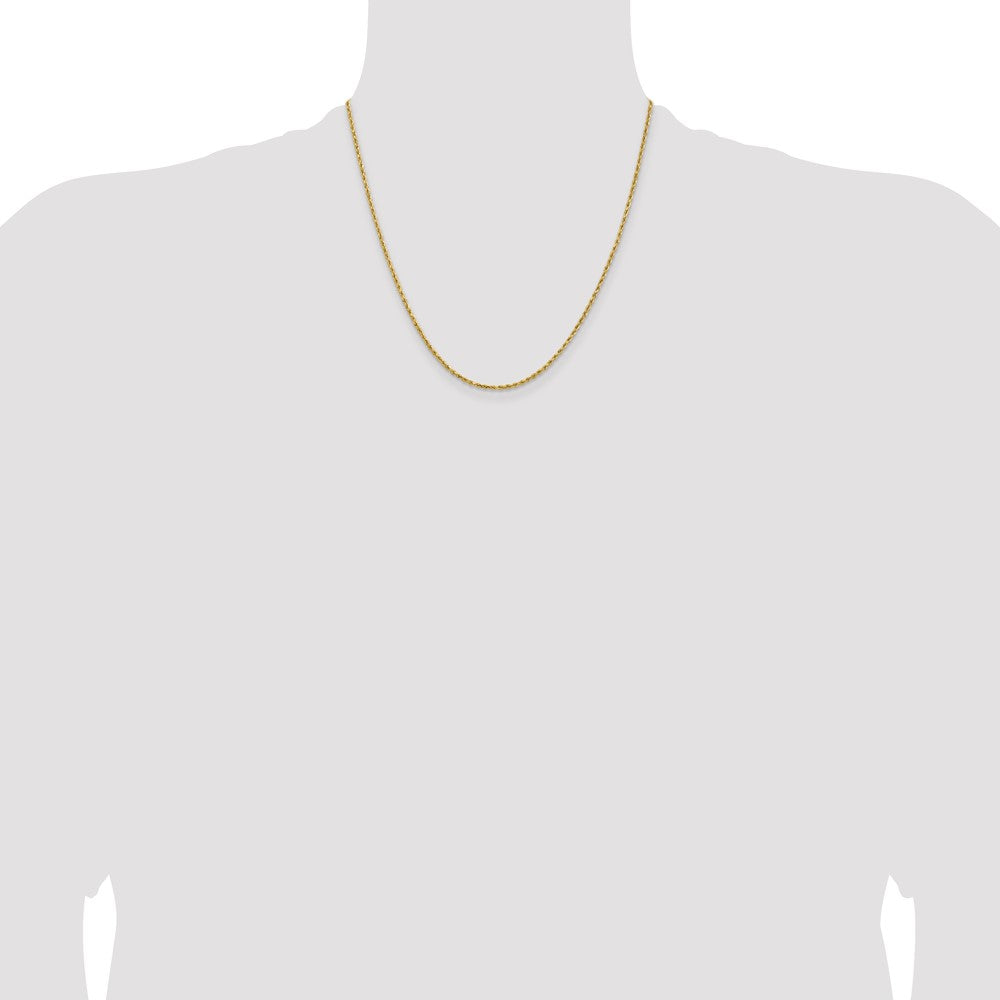 14k Yellow Gold 1.8 mm Lightweight D/C Rope with Lobster Clasp Chain