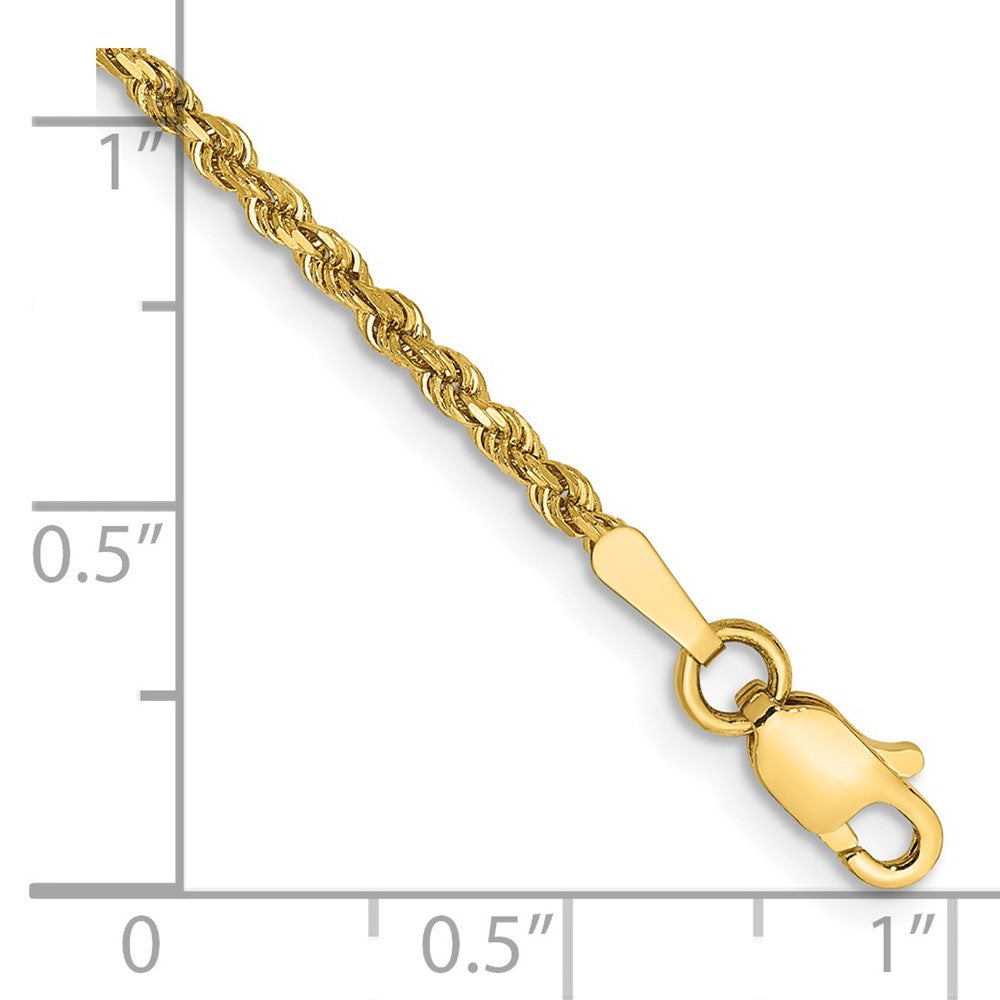 14k Yellow Gold 1.75 mm Diamond-cut Rope with Lobster Clasp Bracelet (1.86 grams)