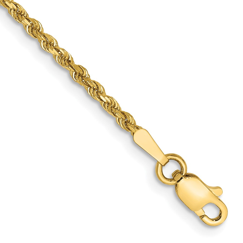 14k Yellow Gold 1.75 mm Diamond-cut Rope with Lobster Clasp Bracelet (1.86 grams)