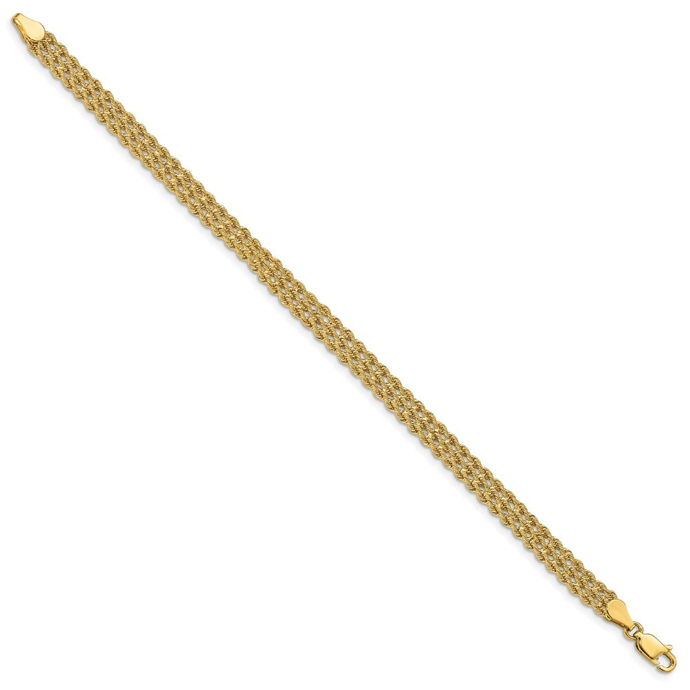 14k Yellow Gold 5.5 mm Triple Strand Rope Bracelet (6.12 grams)