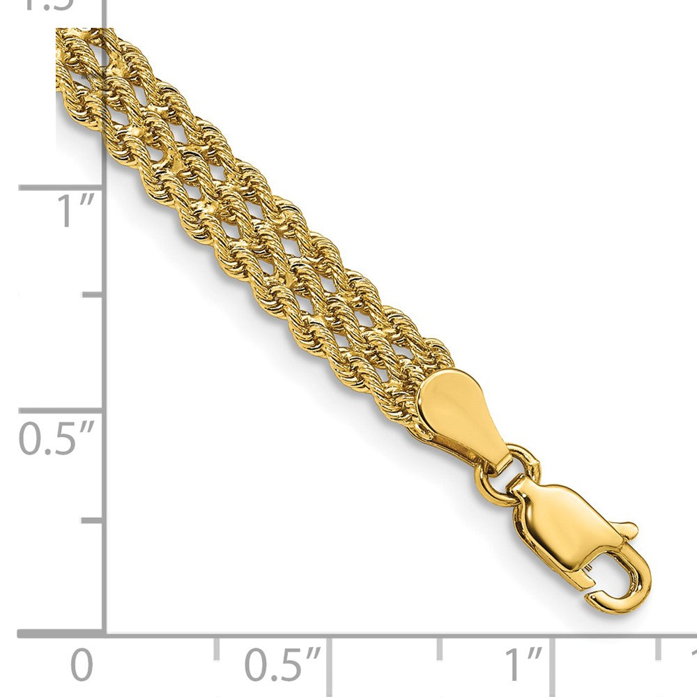 14k Yellow Gold 5.5 mm Triple Strand Rope Bracelet (6.12 grams)