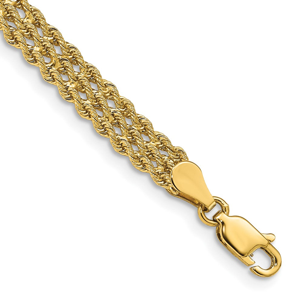 14k Yellow Gold 5.5 mm Triple Strand Rope Bracelet (6.12 grams)