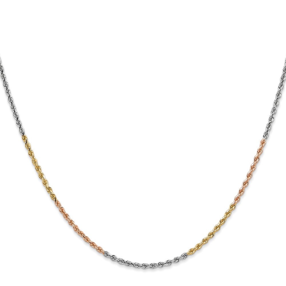 14k Tri-Color 1.75 mm Diamond-cut Rope with Lobster Clasp Chain