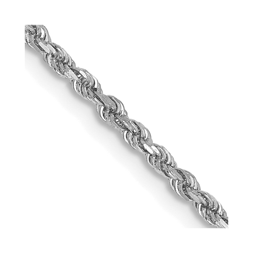 14k White Gold 1.75 mm Diamond-cut Rope with Lobster Clasp Chain