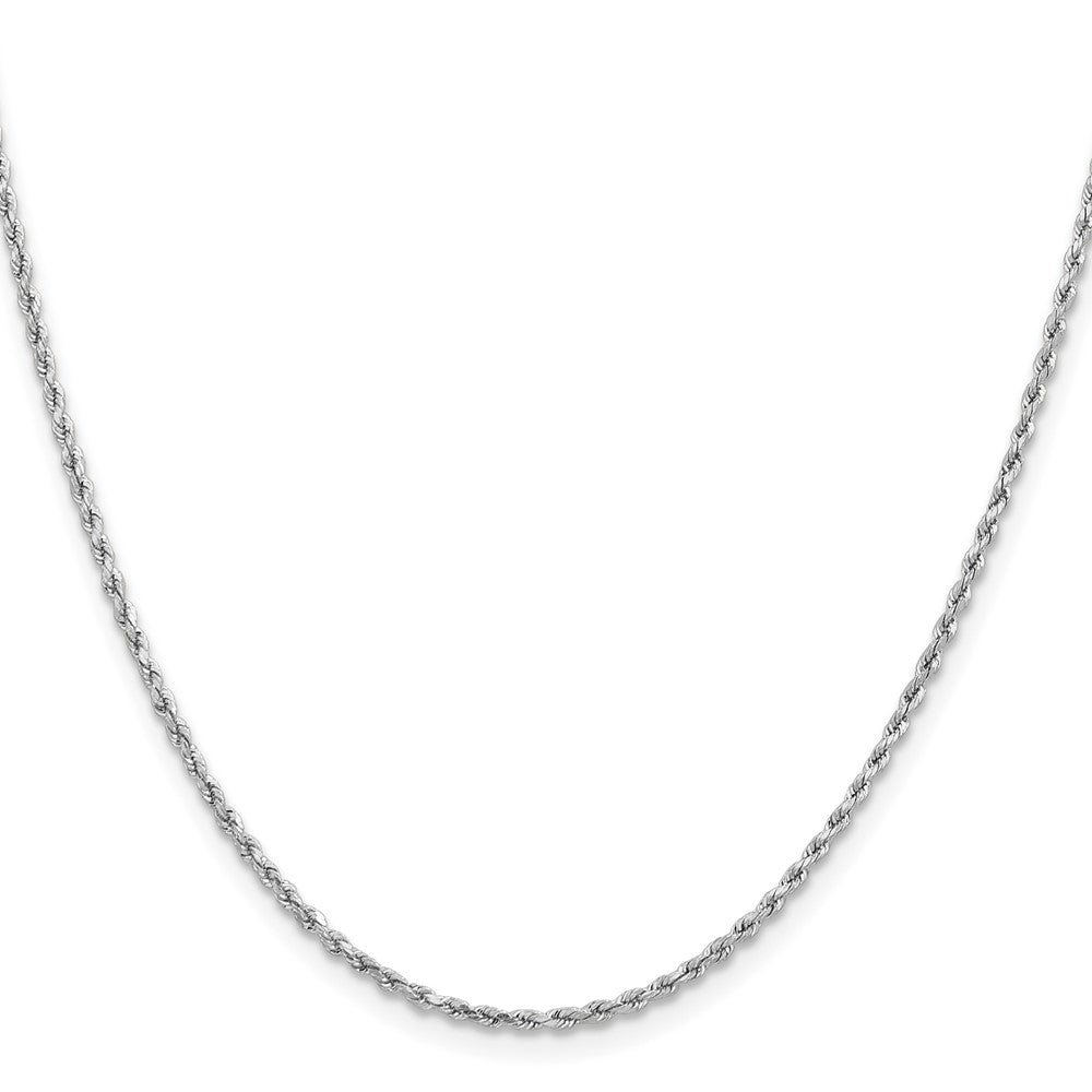 14k White Gold 1.8 mm Lightweight D/C Rope with Lobster Clasp Chain
