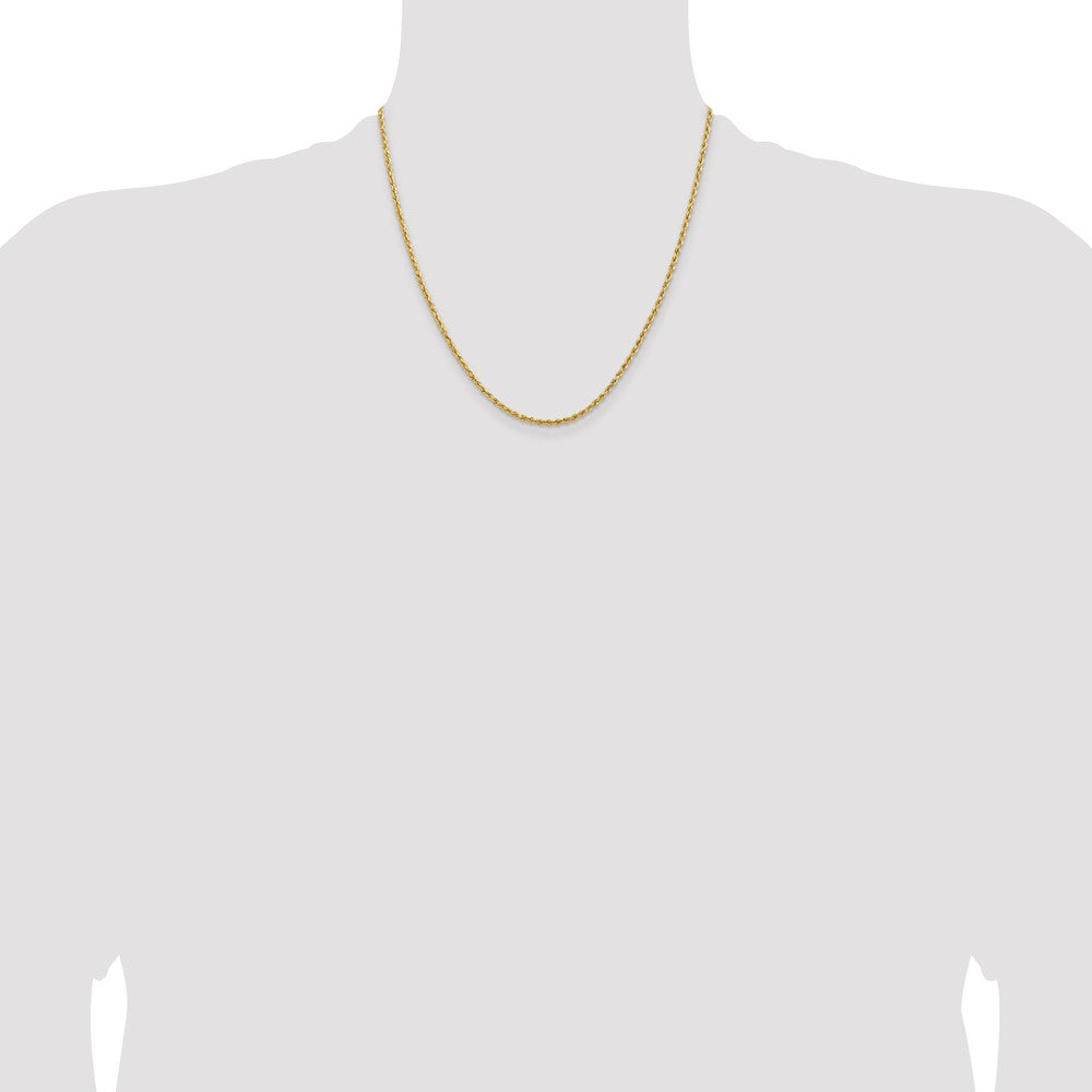 14k Yellow Gold 2 mm Lightweight D/C Rope with Lobster Clasp Chain