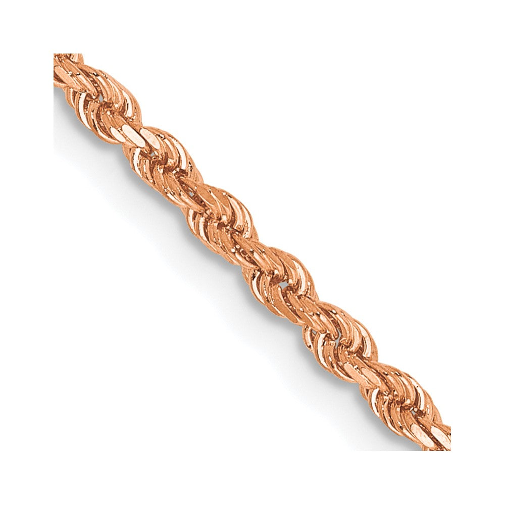 14k Rose Gold 2 mm Diamond-cut Rope with Lobster Clasp Chain