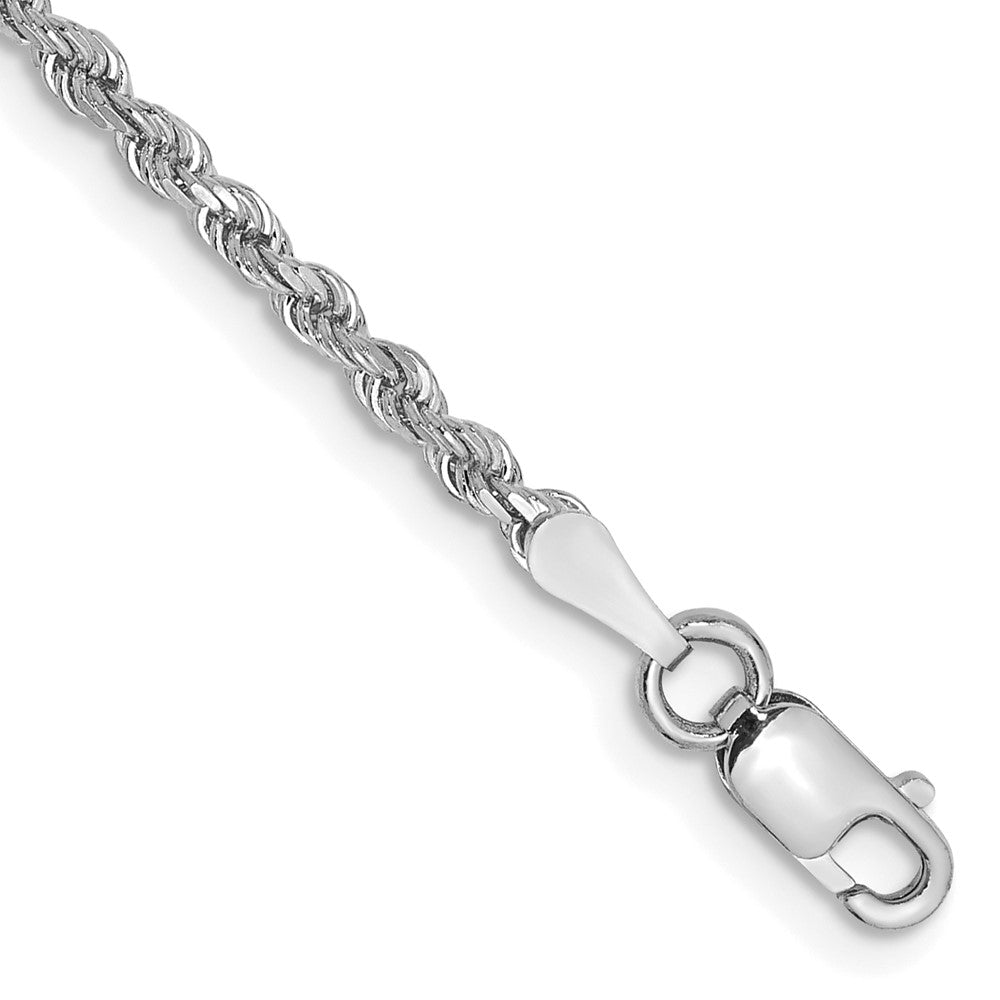 14k White Gold 2 mm Diamond-cut Rope with Lobster Clasp Bracelet