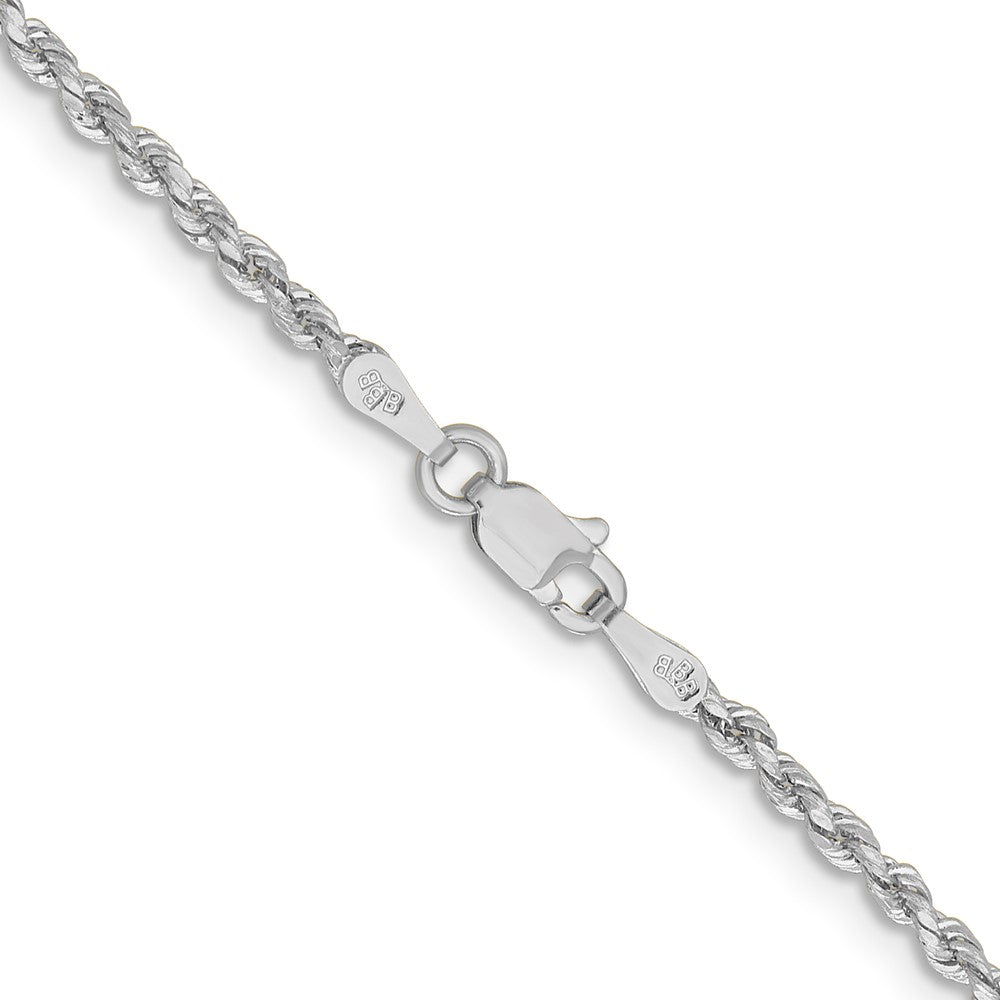 14k White Gold 2 mm Lightweight D/C Rope with Lobster Clasp Chain