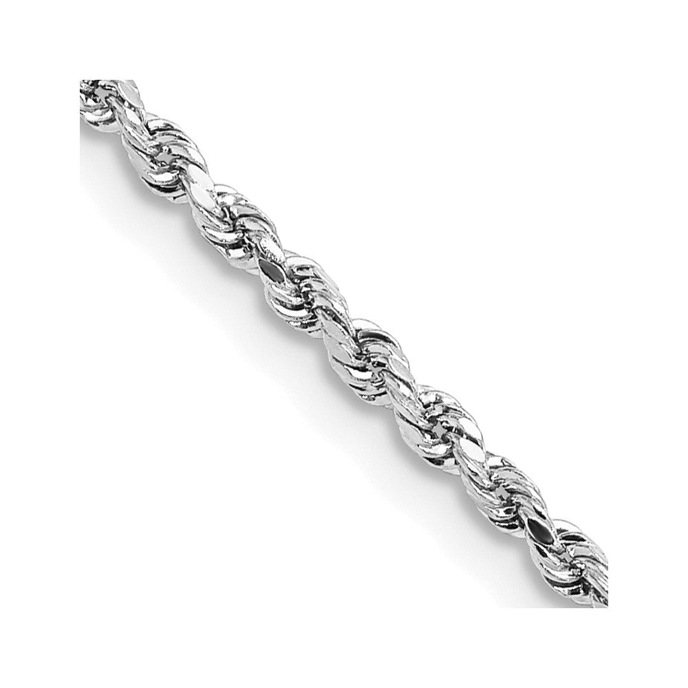 14k White Gold 2 mm Lightweight D/C Rope with Lobster Clasp Chain