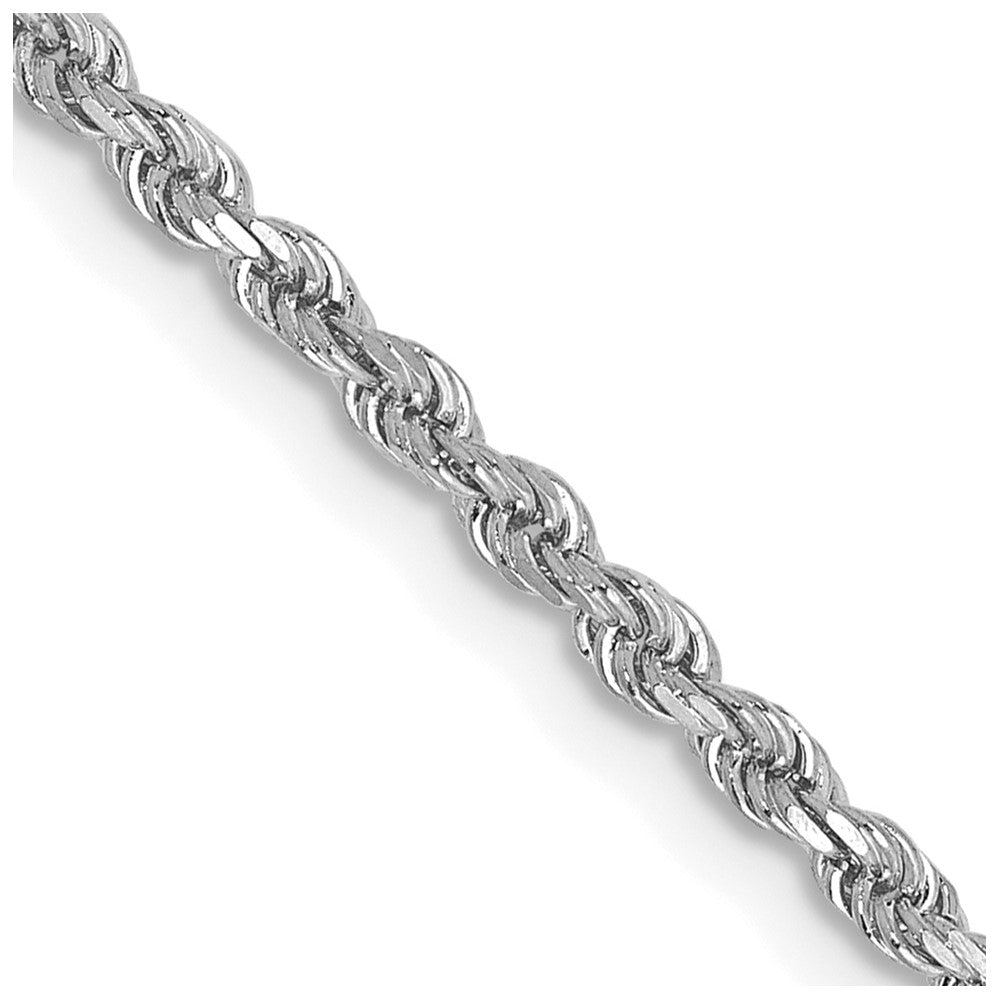14k White Gold 2 mm Diamond-cut Rope with Lobster Clasp Chain