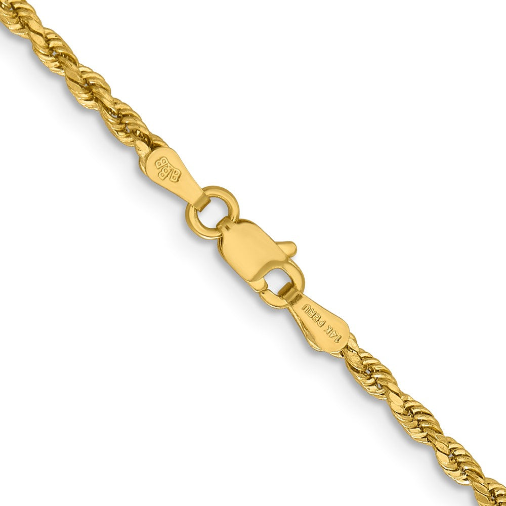 14k Yellow Gold 2.3 mm Lightweight D/C Rope with Lobster Clasp Chain
