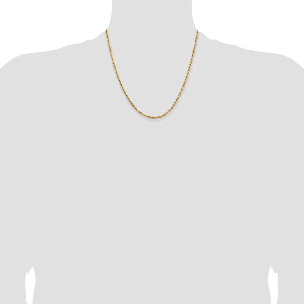 14k Yellow Gold 2.3 mm Lightweight D/C Rope with Lobster Clasp Chain