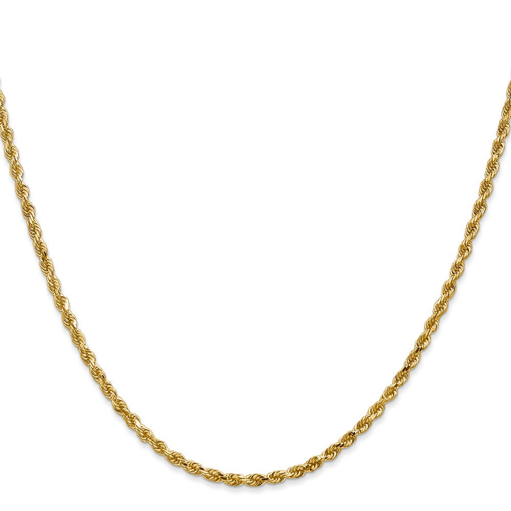 14k Yellow Gold 2.25 mm Diamond-cut Rope with Lobster Clasp Chain