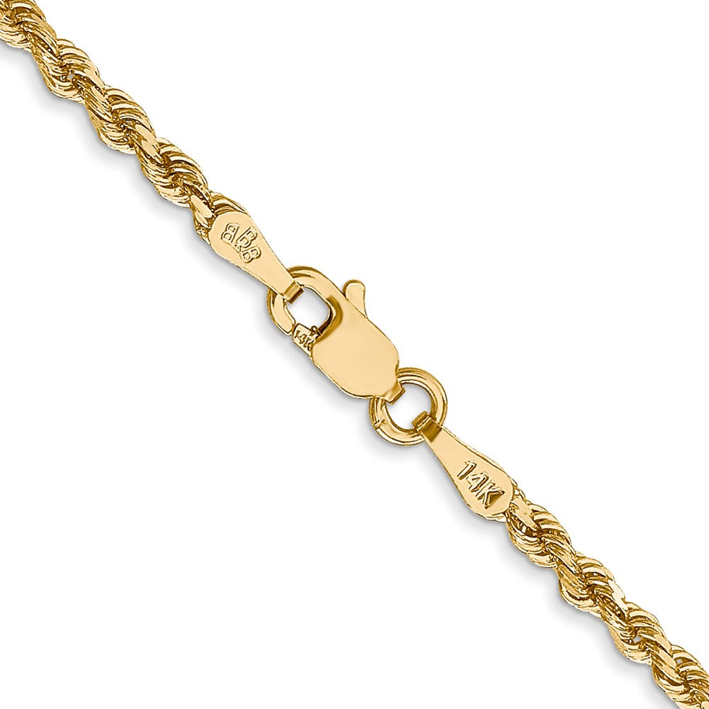 14k Yellow Gold 2.25 mm Diamond-cut Rope with Lobster Clasp Chain