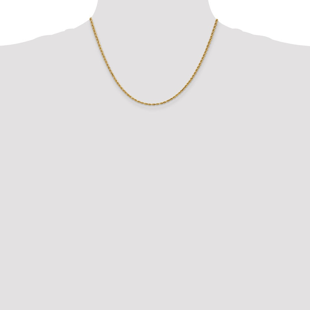 14k Yellow Gold 2.25 mm Diamond-cut Rope with Lobster Clasp Chain
