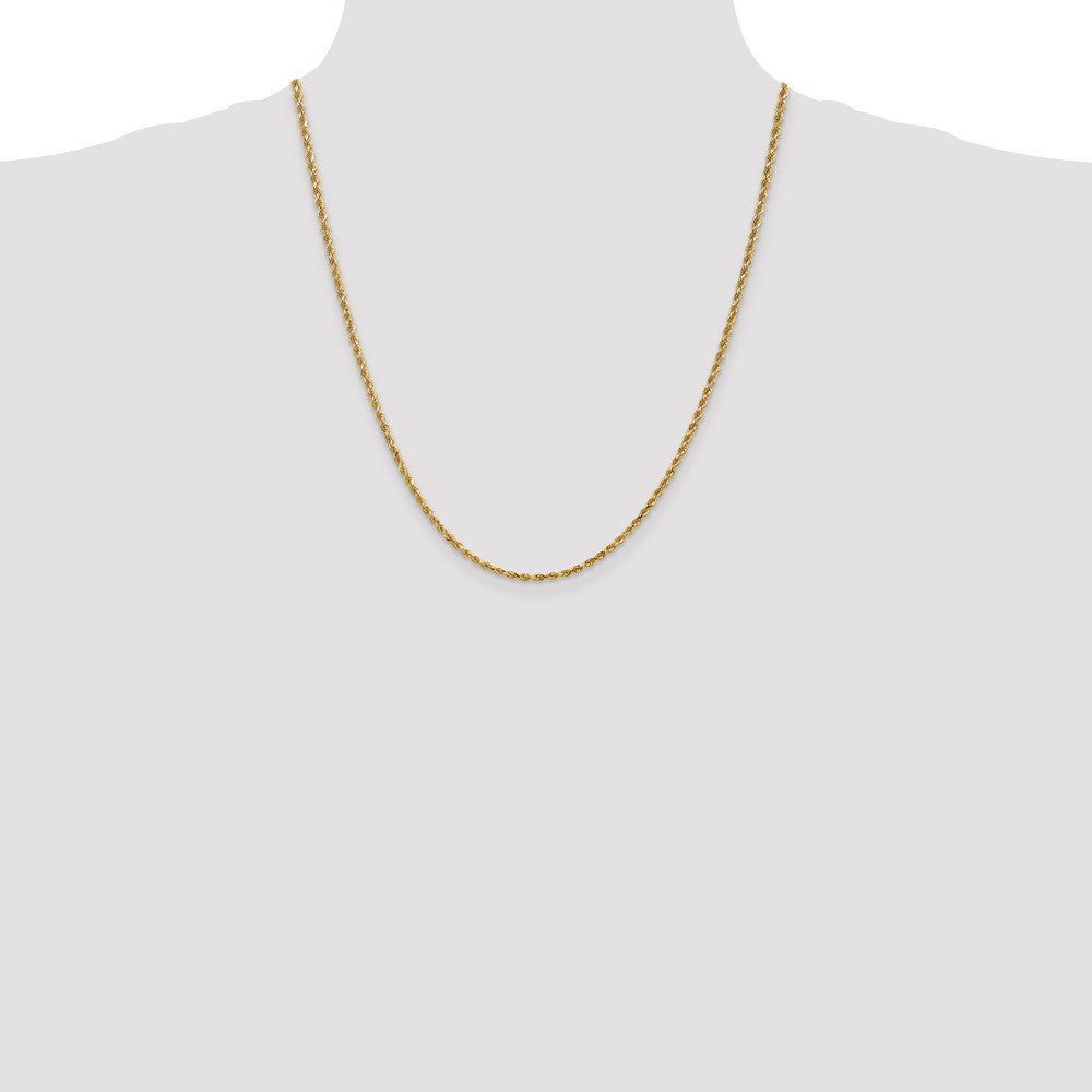 14k Yellow Gold 2.25 mm Diamond-cut Rope with Lobster Clasp Chain