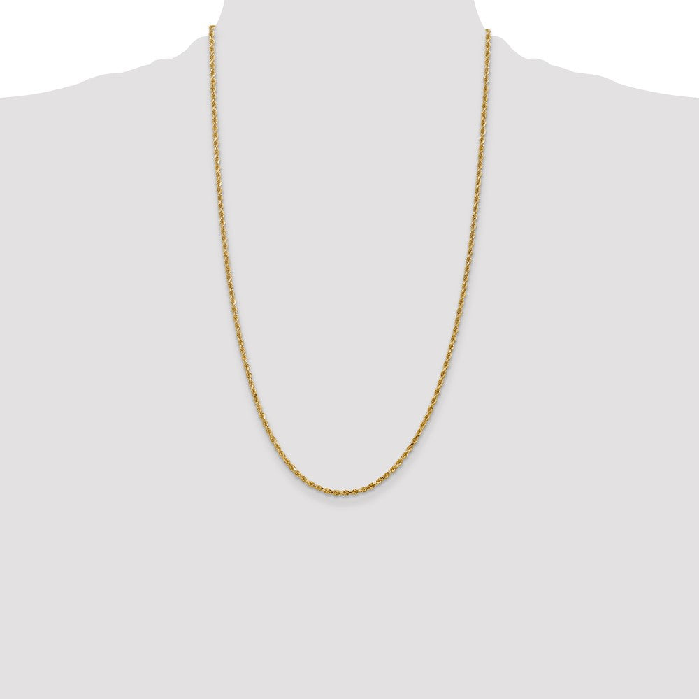 14k Yellow Gold 2.25 mm Diamond-cut Rope with Lobster Clasp Chain