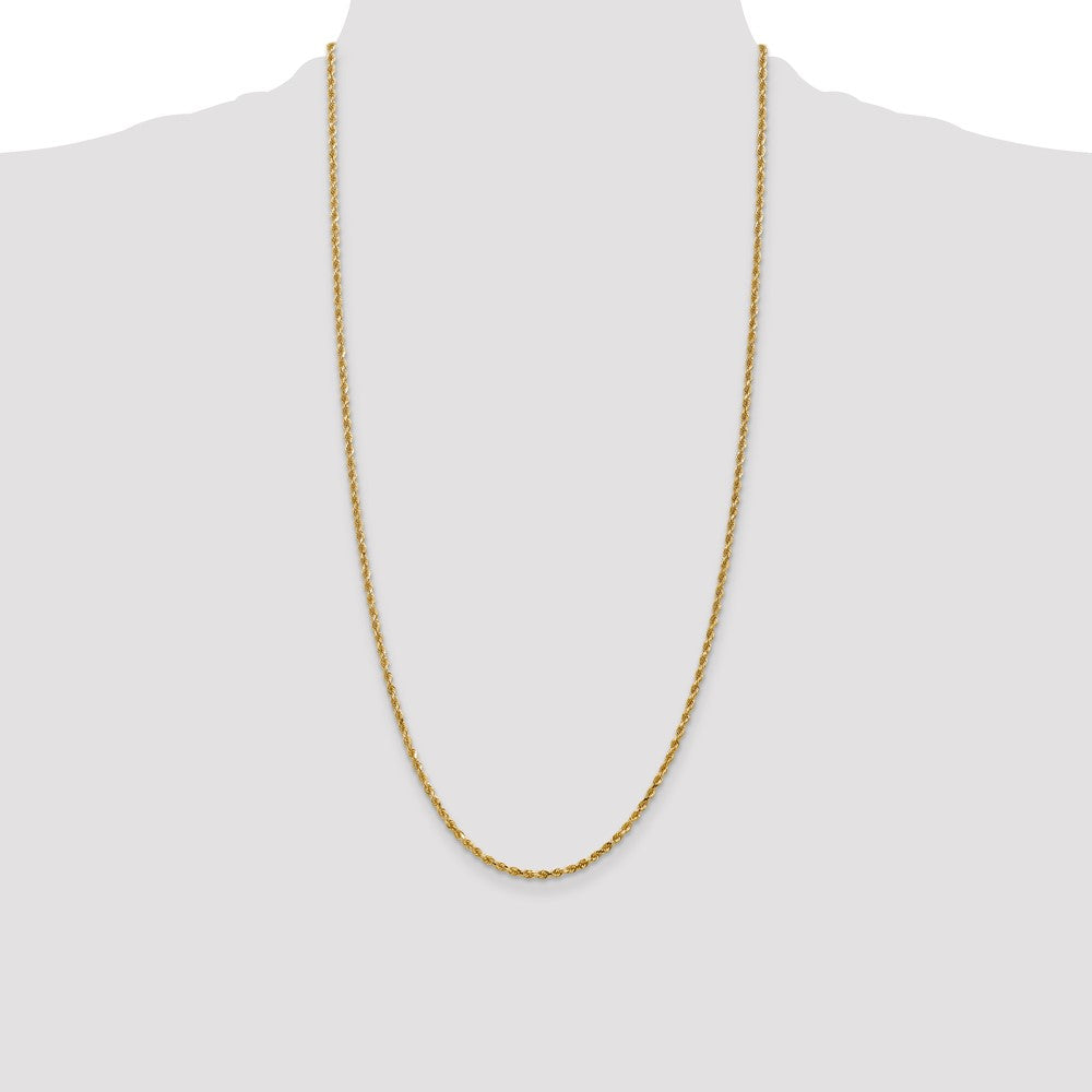 14k Yellow Gold 2.25 mm Diamond-cut Rope with Lobster Clasp Chain