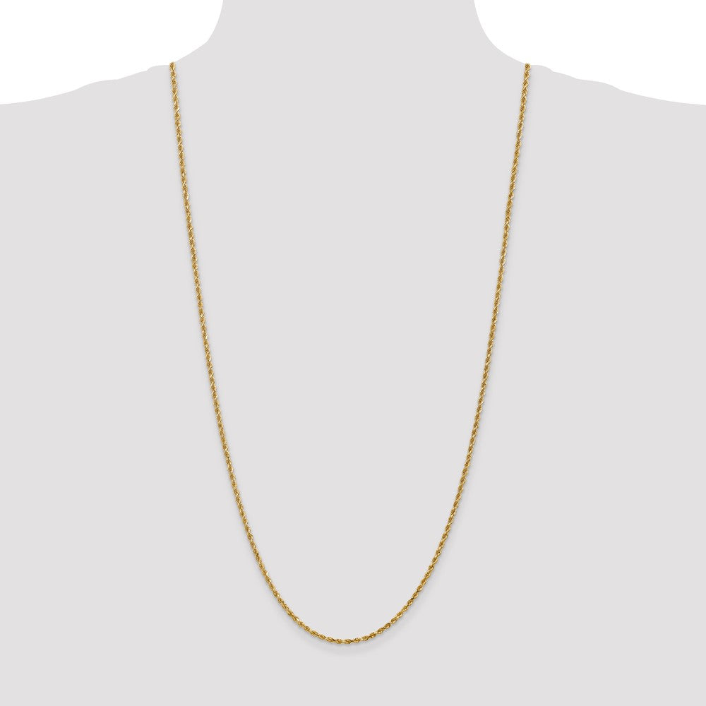 14k Yellow Gold 2.25 mm Diamond-cut Rope with Lobster Clasp Chain
