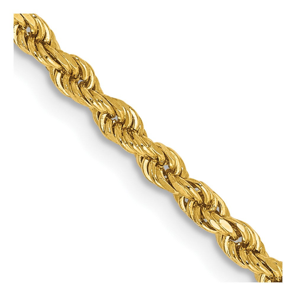 14k Yellow Gold 2.25 mm Diamond-cut Rope with Lobster Clasp Chain