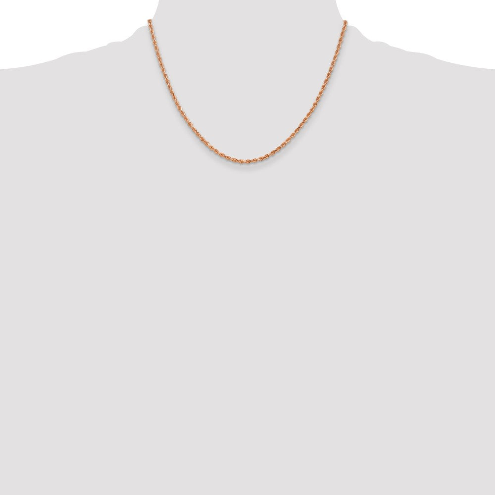 14k Rose Gold 2.25 mm Diamond-cut Rope with Lobster Clasp Chain