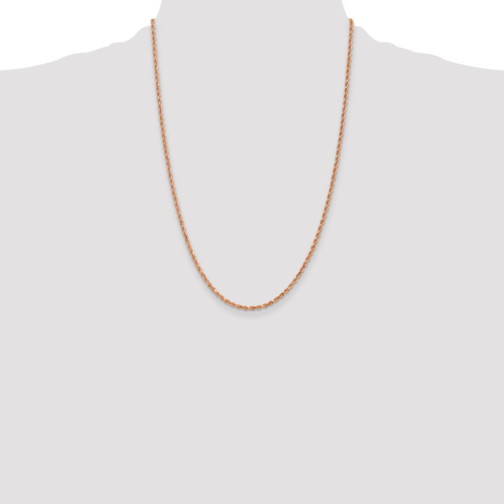 14k Rose Gold 2.25 mm Diamond-cut Rope with Lobster Clasp Chain