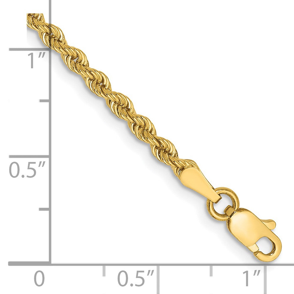 14k Yellow Gold 2.5 mm Regular Rope with Lobster Clasp Bracelet (3.59 grams)