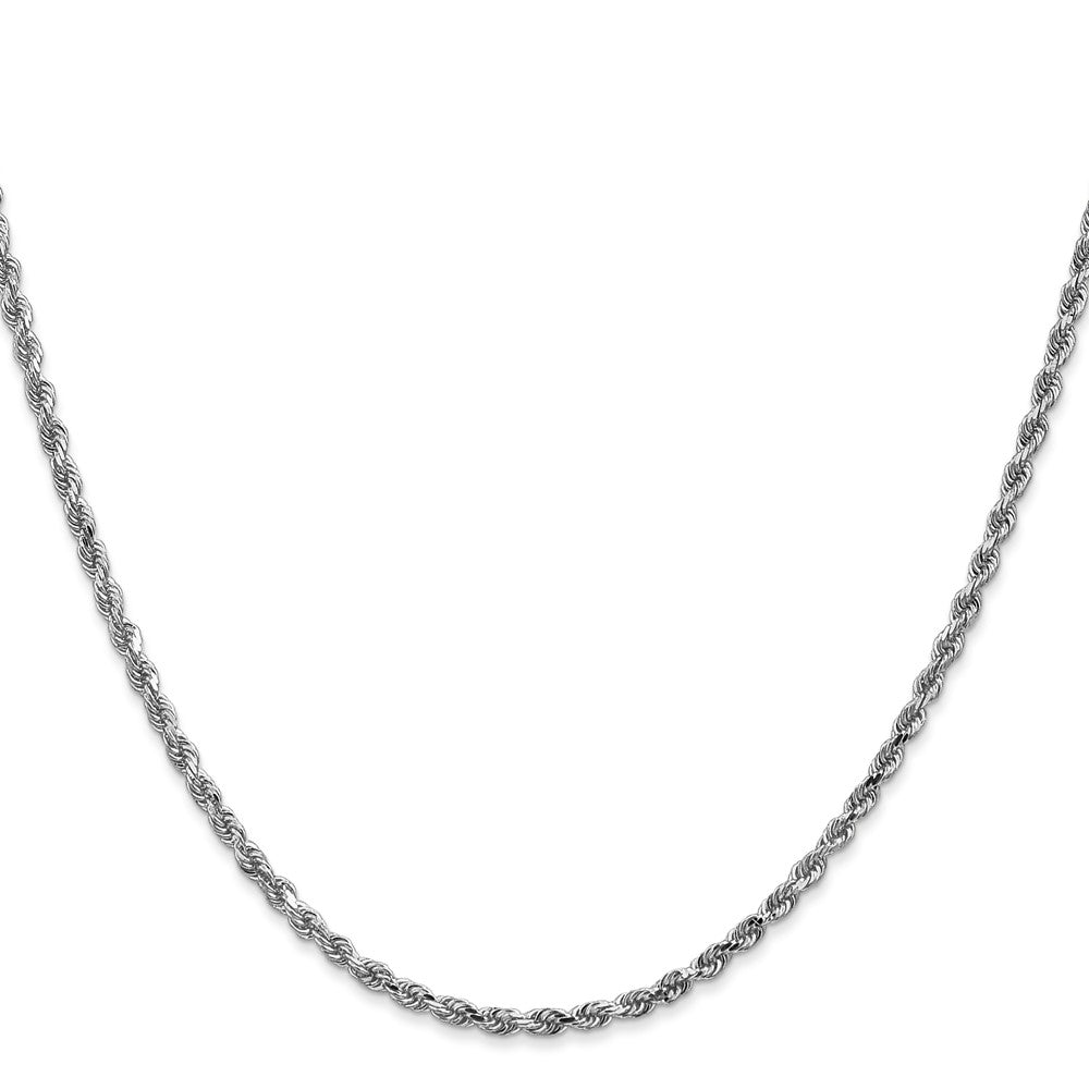 14k White Gold 2.25 mm Diamond-cut Rope with Lobster Clasp Chain