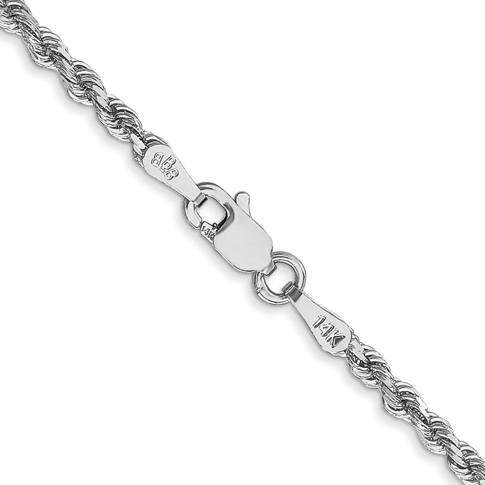 14k White Gold 2.25 mm Diamond-cut Rope with Lobster Clasp Chain
