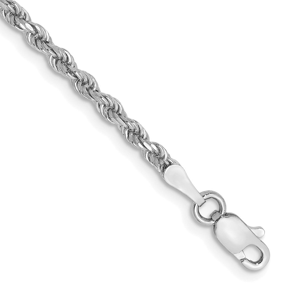 14k White Gold 2.25 mm Diamond-cut Rope with Lobster Clasp Bracelet (3.45 grams)