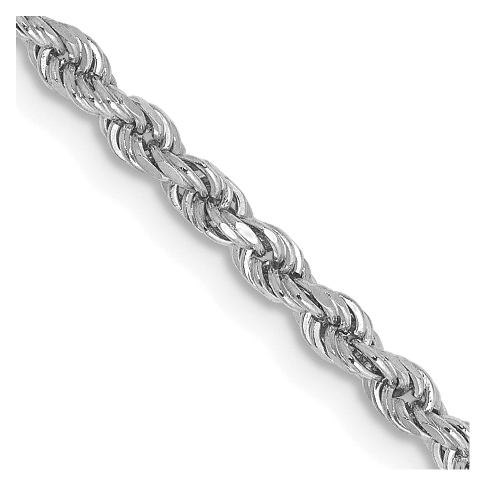 14k White Gold 2.25 mm Diamond-cut Rope with Lobster Clasp Chain