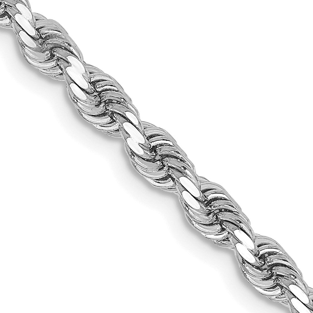 14k White Gold 3.25 mm Diamond-cut Rope with Lobster Clasp Chain