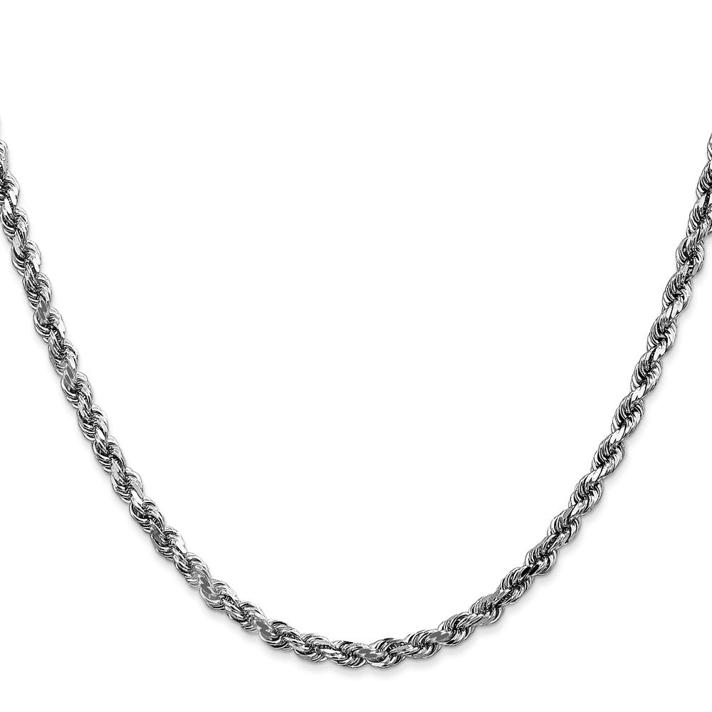 14k White Gold 3.5 mm Diamond-cut Rope with Lobster Clasp Chain