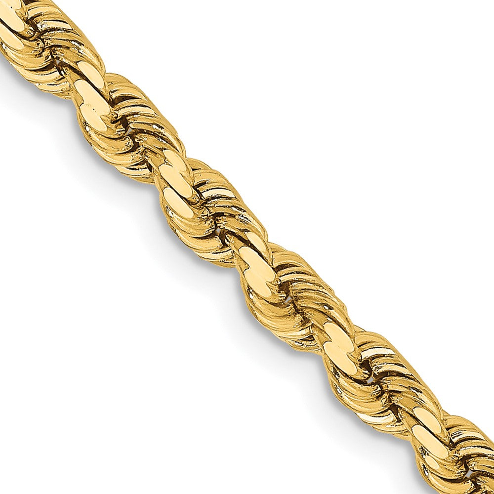 14k Yellow Gold 3.75 mm Diamond-cut Rope with Lobster Clasp Chain