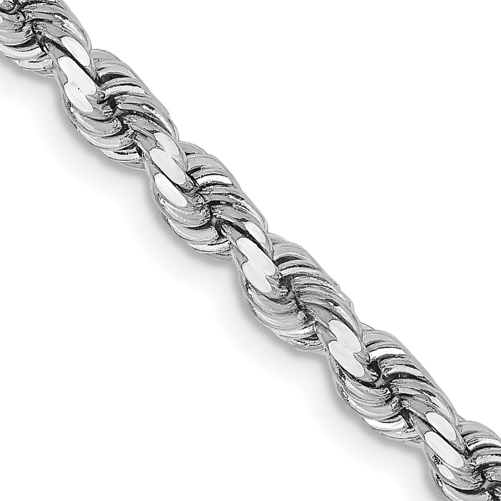 14k White Gold 3.75 mm Diamond-cut Rope with Lobster Clasp Chain