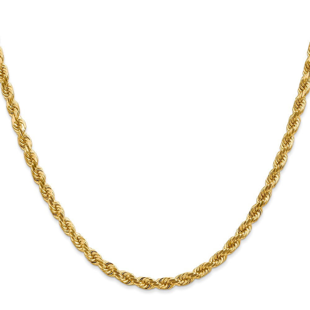 14k Yellow Gold 4 mm Diamond-cut Rope with Lobster Clasp Chain
