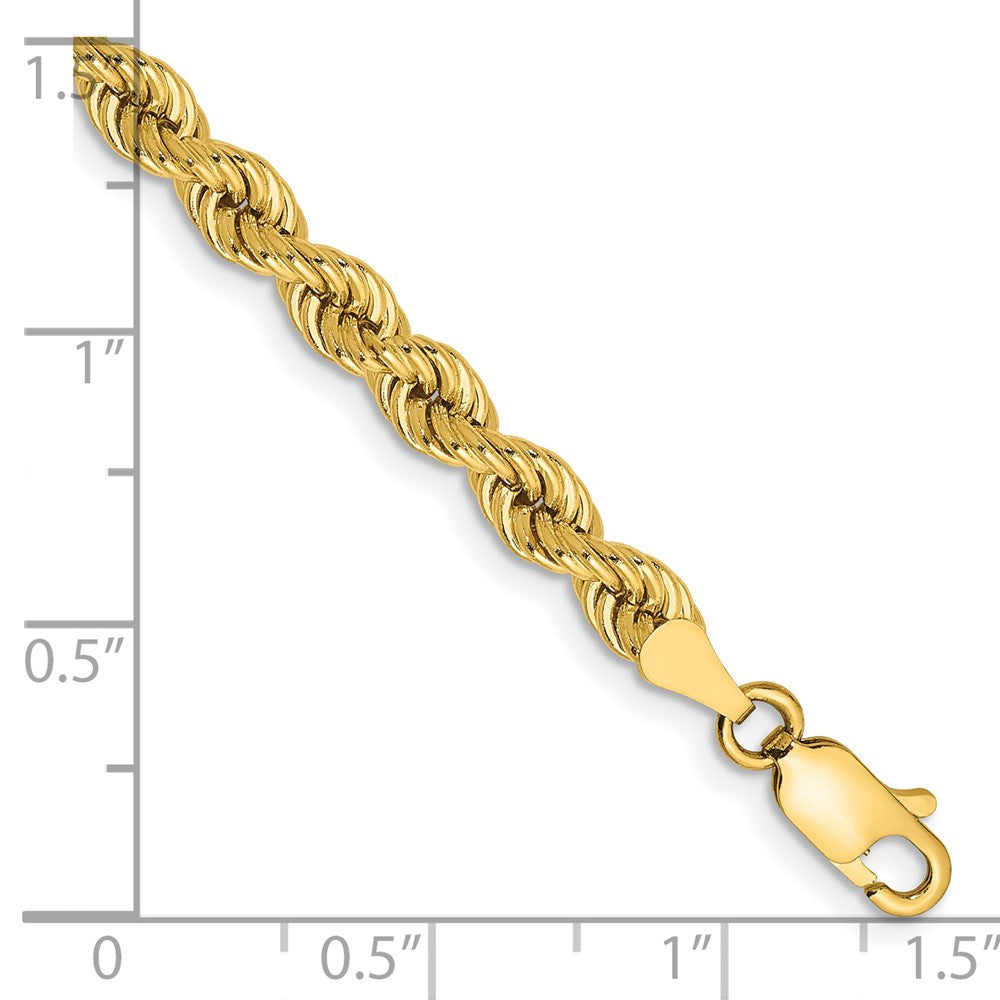 14k Yellow Gold 4 mm Regular Rope with Lobster Clasp Bracelet (10.33 grams)