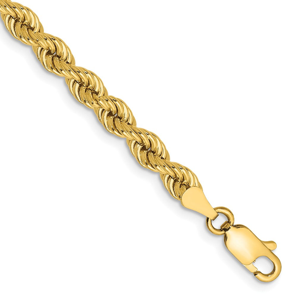 14k Yellow Gold 4 mm Regular Rope with Lobster Clasp Bracelet (10.33 grams)