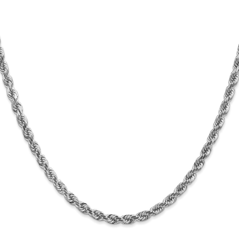 14k White Gold 4 mm Diamond-cut Rope with Lobster Clasp Chain